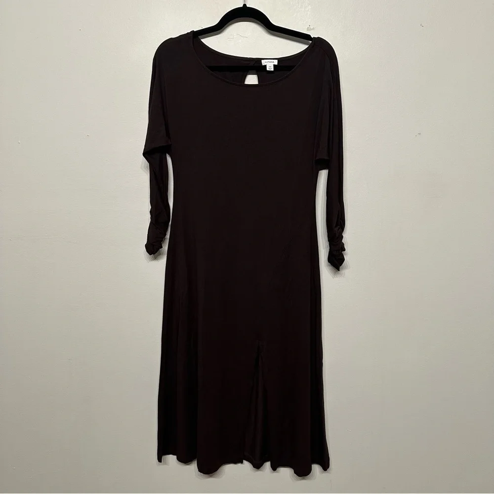 Cuyana Dolman Sleeve Ruched Pima Cotton Midi Dress - Picture 3 of 8